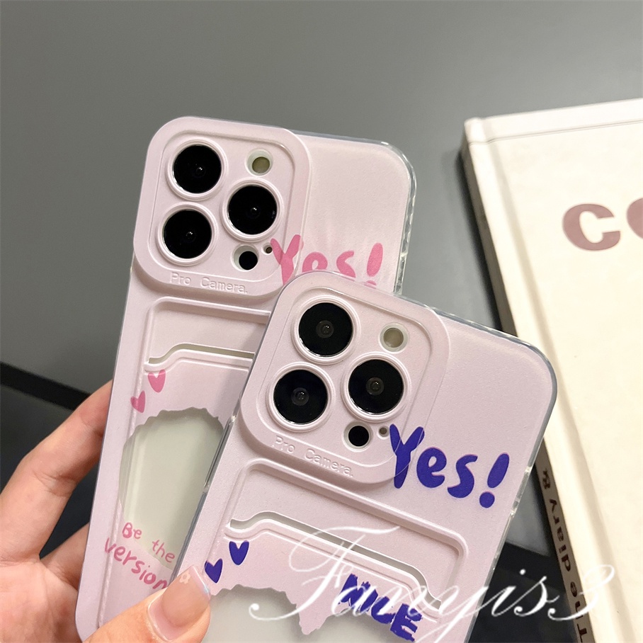 Compatible For IPhone 14 13 12 11 Pro Max X XR Xs Max 8 7 Plus SE 2020 Soft Case TPU Bening Holder Kartu Keberuntungan Untuk