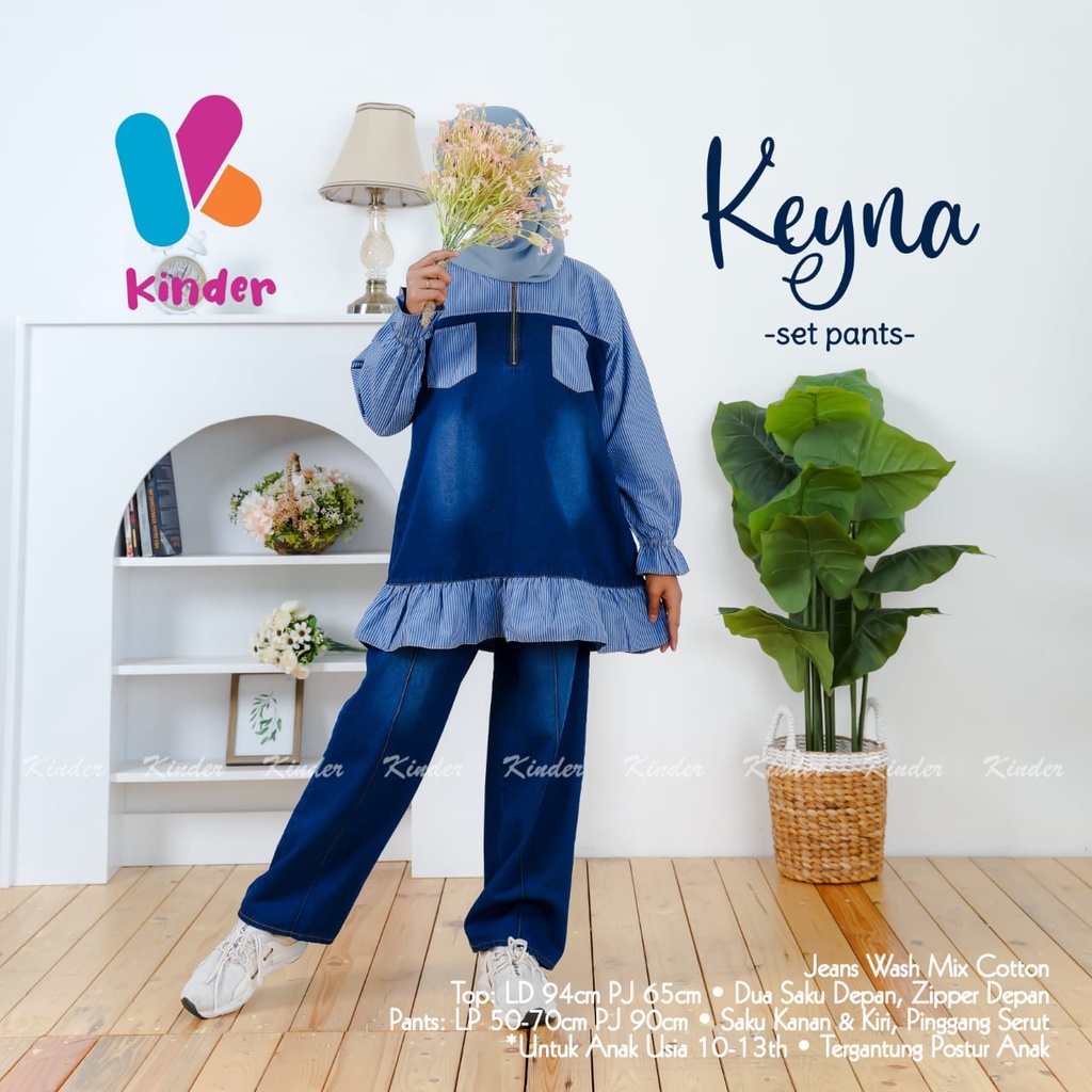 Keyna Kids set - gamis anak - lepis anak - kids levis - baju gamis kecil - umur 7-11 tahun - muslim 