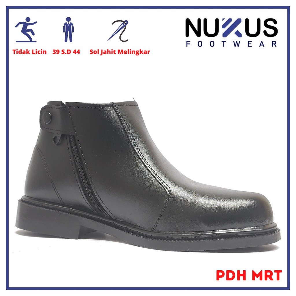 Sepatu PDH Resleting Fantofel  Pria Formal Hitam Kulit Sintetis - PDH MRT