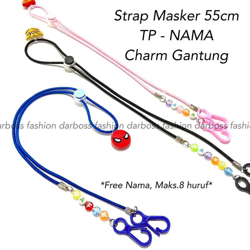 [GRATIS CUSTOM NAMA] Strap Masker Anak dan Dewasa bisa / Tali Kalung Masker / Strap Masker 2in1 / Konektor Masker Hijab headloop earloop / Pengait Masker / Mask Extender / Srep Masker / Strep Masker / Kalung Masker / Tali Masker stopper clay resin