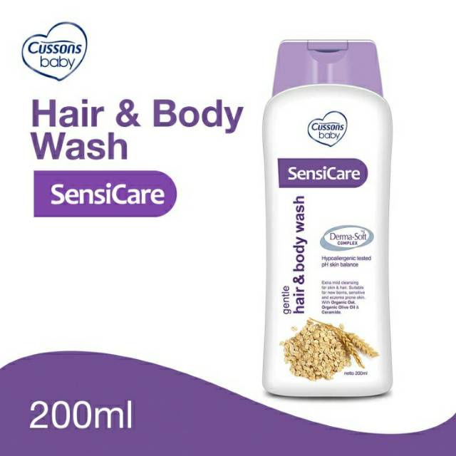 Cussons Baby Sensicare Gentle Hair &amp; Body Wash Shampoo dan Sabun Bayi 200ml