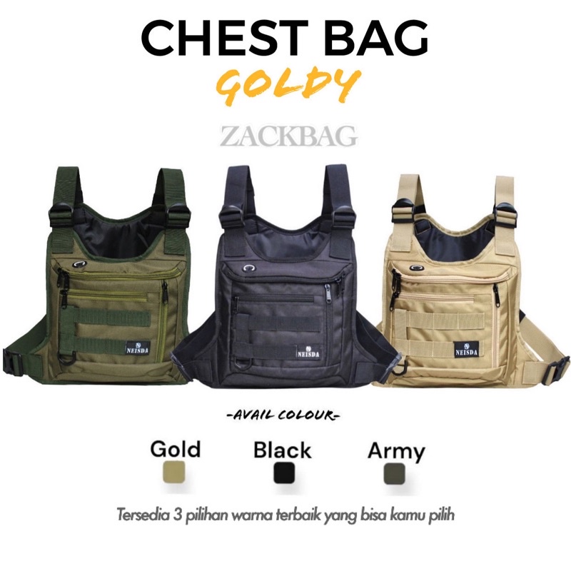 CHEST BAG GOLDY - Tas dada Pria Tactical Neisda new Cordura