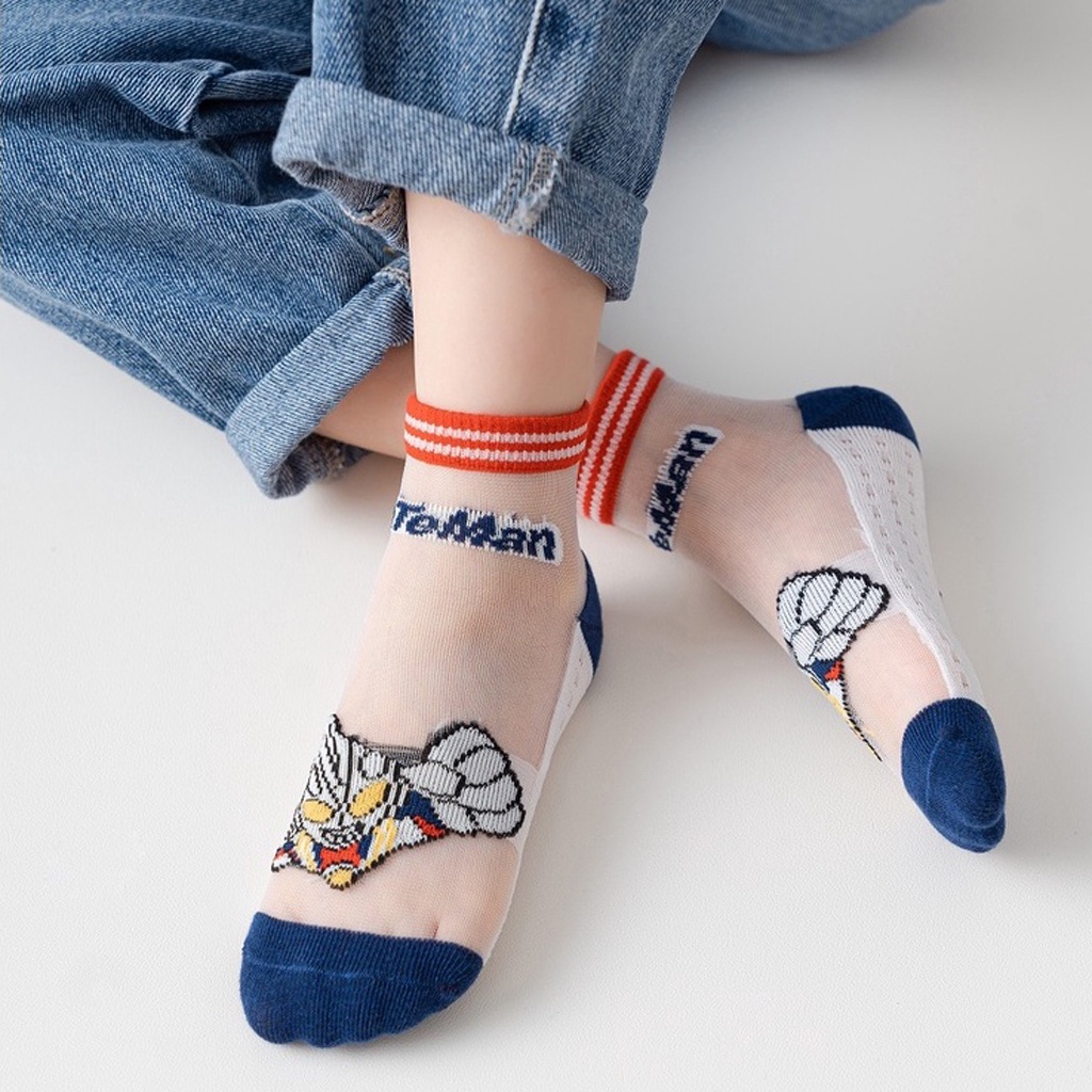 MurmerOfficial Kaos Kaki Anak Motif Ultraman Transparan Kaus Kaki Bayi Lucu KK045