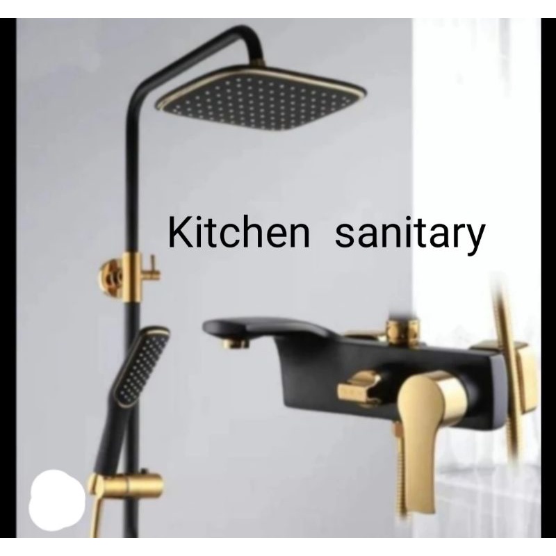 Kran shower Black gold panas dingin / Tiang shower black gold