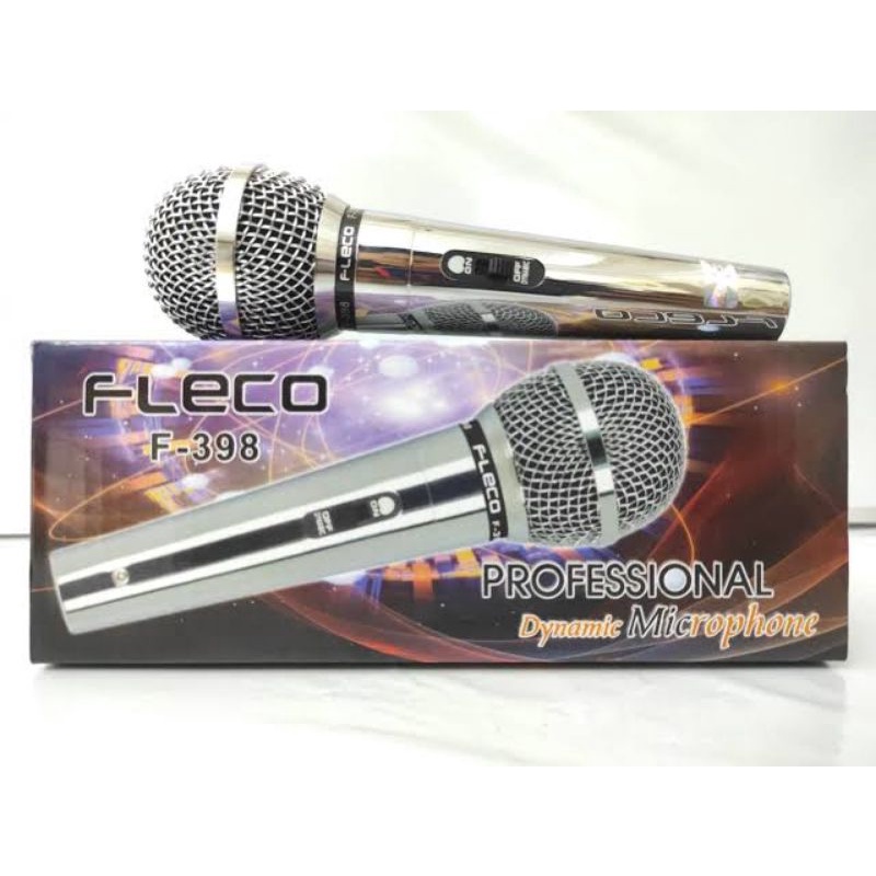 mic murah berkualitas fleco F-398 body aluminium warna silver / mic kabel