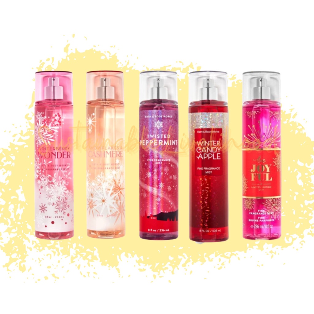 Bath and Body Works Fine Fragrance Mist 236Ml Original, Winterberry Wonder, Snowflakes and Cashmere,