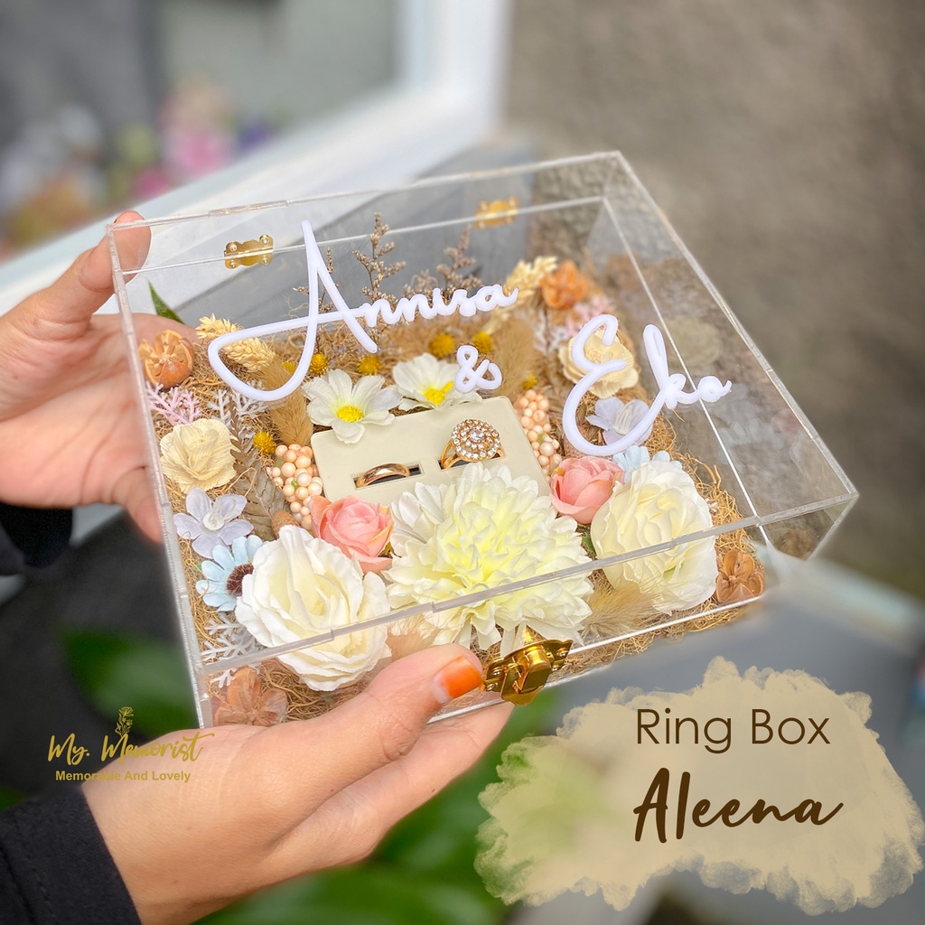 Ring Box Aleena / Kotak Perhiasan / Bunga Rustic /Akrilik