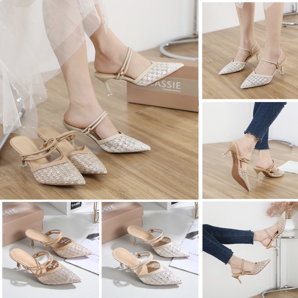 GSW SEPATU SANDAL HEELS 7CM PESTA WANITA IMPORT ( 221-1 ) Sepatu heels Pesta wanita Sandal Pesta Wanita import heels Pesta wanita import original Cassie