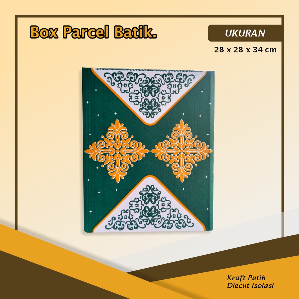 

BOX PARCEL BATIK HJAU Uk. 28 x 28 x 35 cm - parcelbox/hampersbox/boxbatik/kardus/packing/packaging