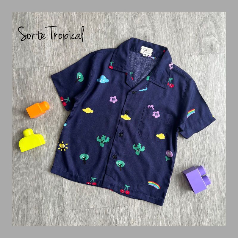 Baju Kemeja Hawaii Pantai ANAK Unisex Casual Cotton Rayon