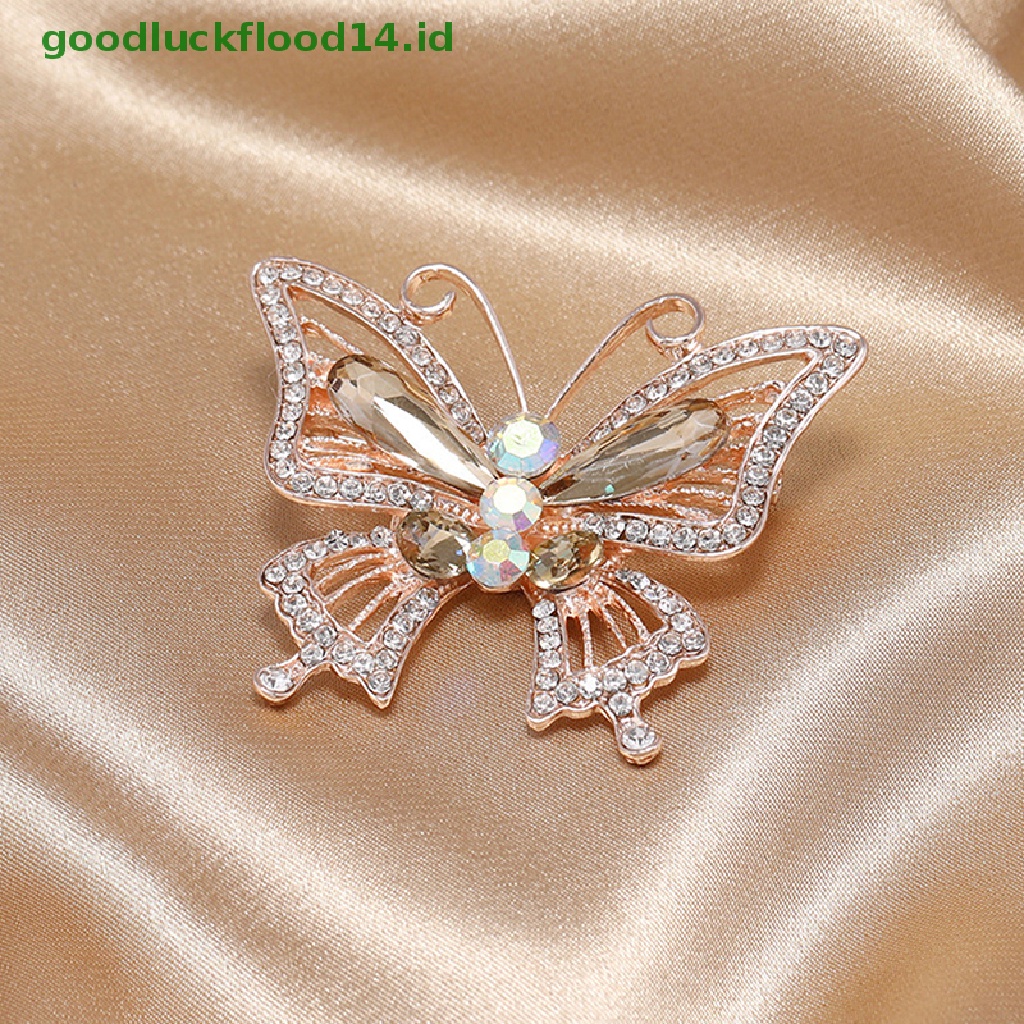 [GOOGFOUR] 1 Pcs Butterfly Berlian Imitasi Bros Enamel Kerah Pin Serangga Perhiasan Bros [TOP]