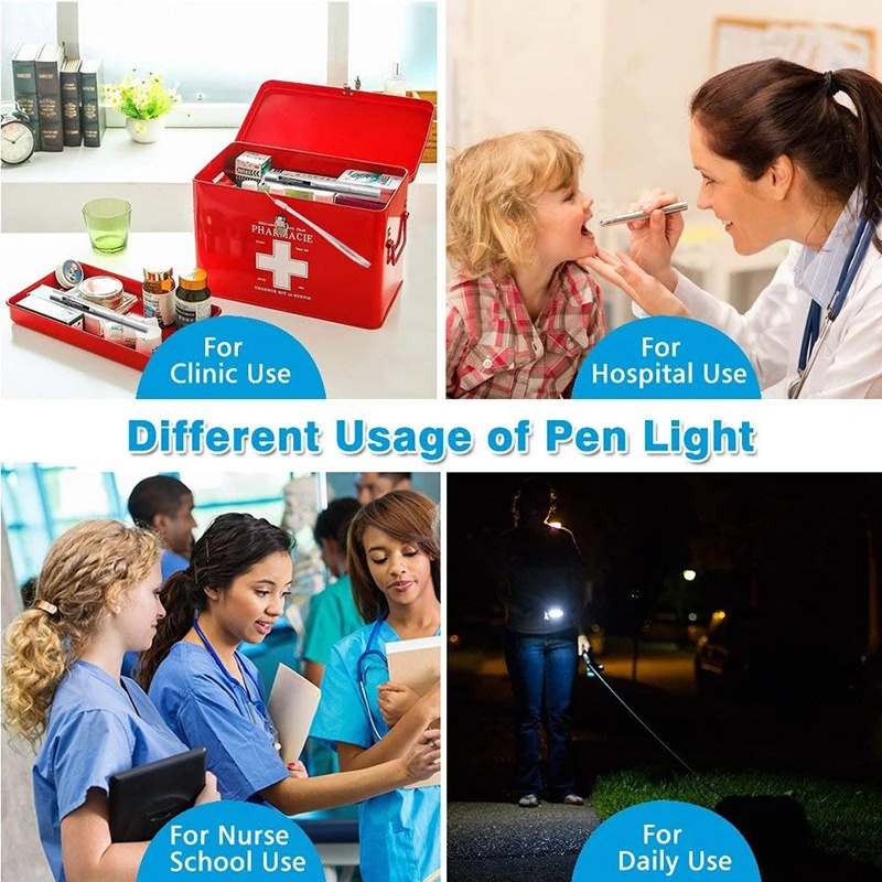 Mini LED Pen Senter Medis Sumber Isi Ulang Portabel Tahan Air USB Built Flash Light Diagnostik Digunakan Untuk camping, Perlengkapan Dokter Lampu Obor Stainless Steel