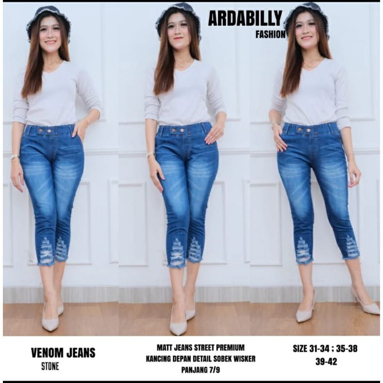 SIZE 31-38!! VENOM JEGGING VARIASI SOBEK STRETCH