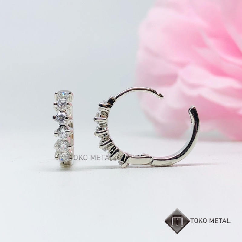 Anting Xuping 100% Original Model Permata Baris Lapis Emas Warna Rosegold/Silver [ Toko Metal ]