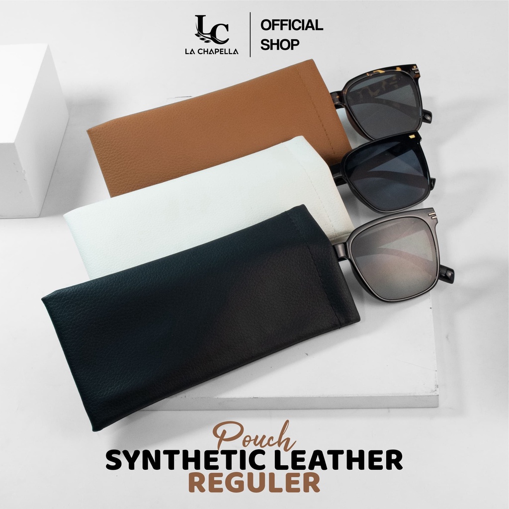 La Chapella - Pouch Kacamata Serbaguna Motif Kulit Sintetis Klasik Desain Simple C013