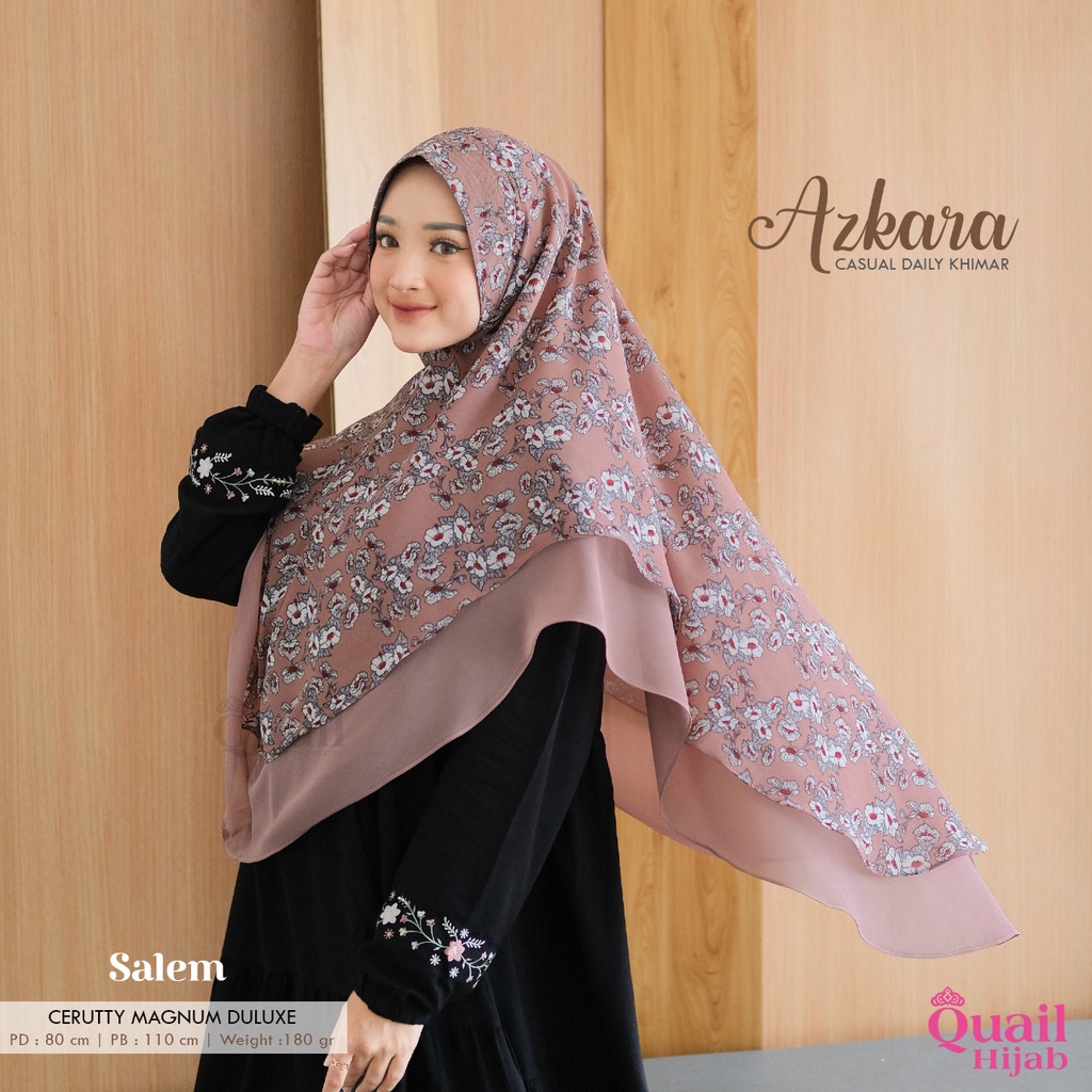 Jilbab AZKARA Original Quail Hijab Khimar Daily Instan Motif Cerutty Premium Terbaru COD Distributor