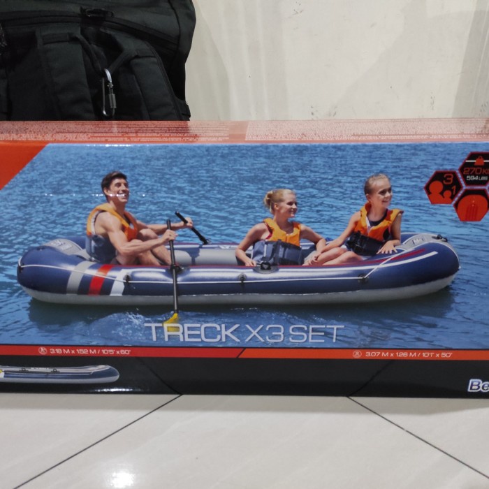 Fer Perahu Hydro-Force Treck X3 Set Kapal Bestway Jumbo Family Karet 61110