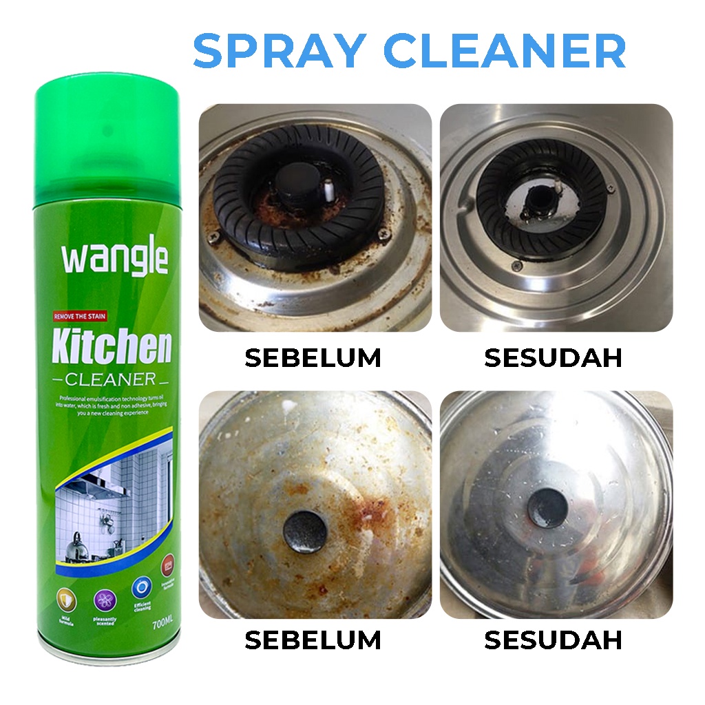 Cleaner Foam Wangle Kitchen Spray Pembersih Dapur Serbaguna Semprotan Penghapus Penghilang Noda Kerak Minyak Di Kompor Peralatan Lainnya Hemat Anti Ribet | GROSIRXPRESS