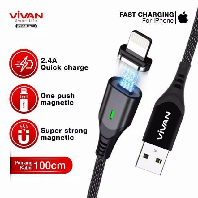 Vivan MGL100 Kabel Data Magnetic Lightning - Kabel Magnet Vivan MGL100 Ori