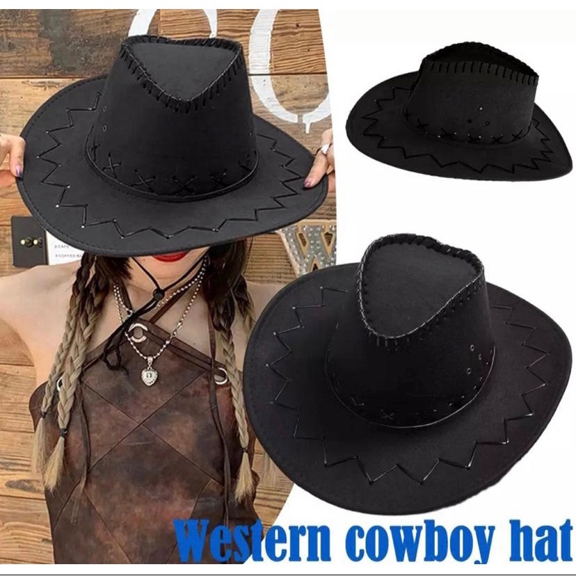 Topi Koboy bahan Kulit // Topi Cowboy Amerika Laken Dewasa// Topi Koboi Cowboy Hat