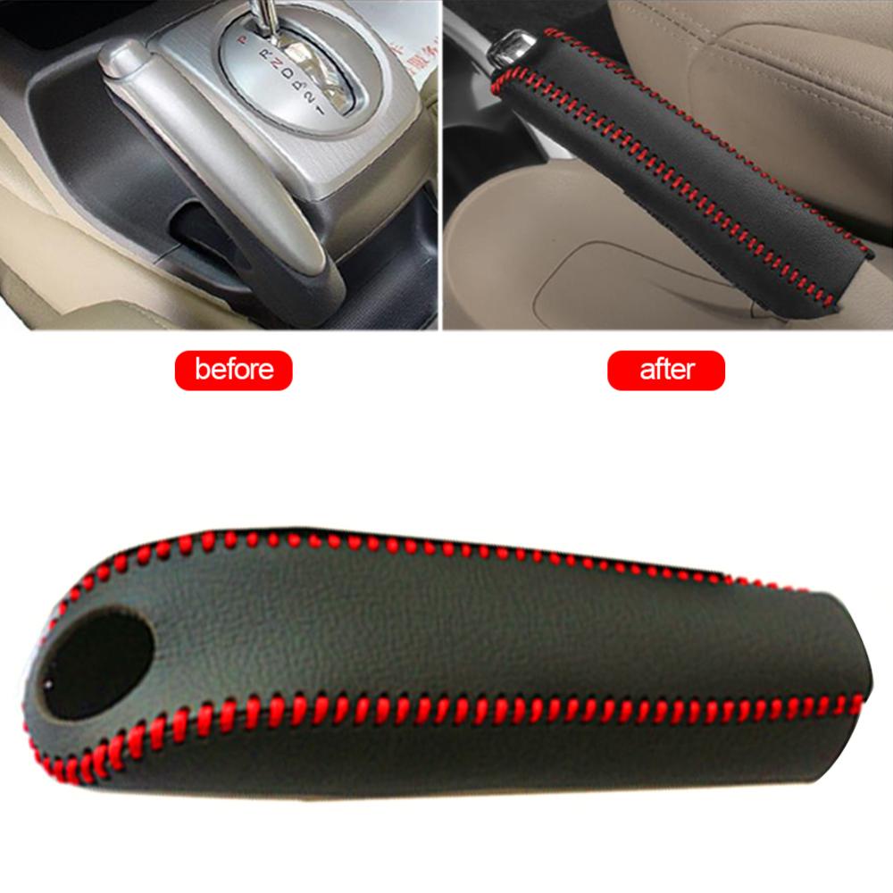 Timekey Car Leather Gears Handbrake Cover Shift Lever Cover Aksesoris Interior Mobil Untuk Kia K2 2011-2016 Handle Sleeve Aksesoris Mobil B9Y1