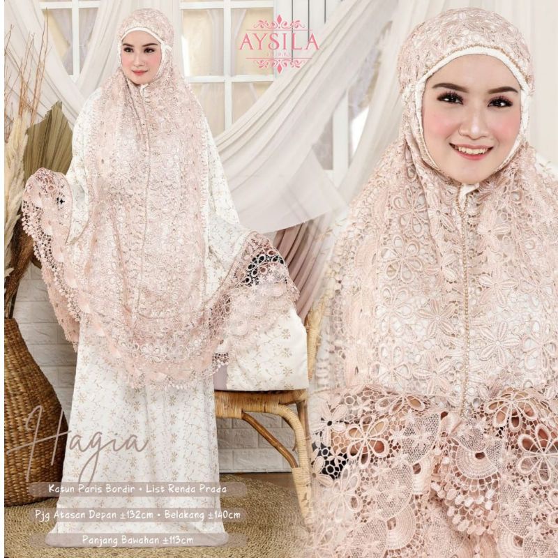 Mukena Seroja by ama najwa / Mukena Hagia by yusha ilyasa / Mukena renda bordir / mukena bahan sutra