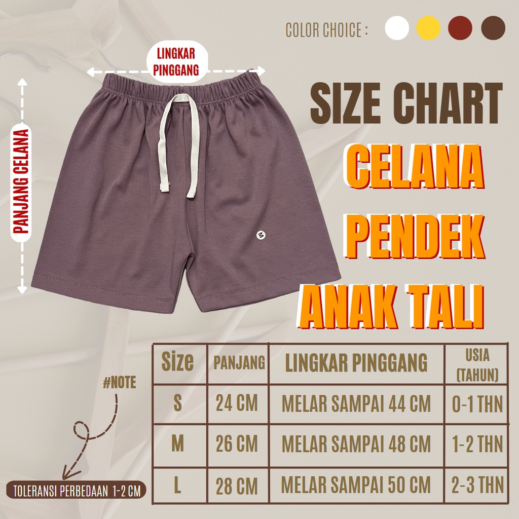 Celana Pendek Anak 0-3 tahun Tali Cotton Short Pants/ Celana Kolor Anak Laki-laki dan Perempuan - AMR211