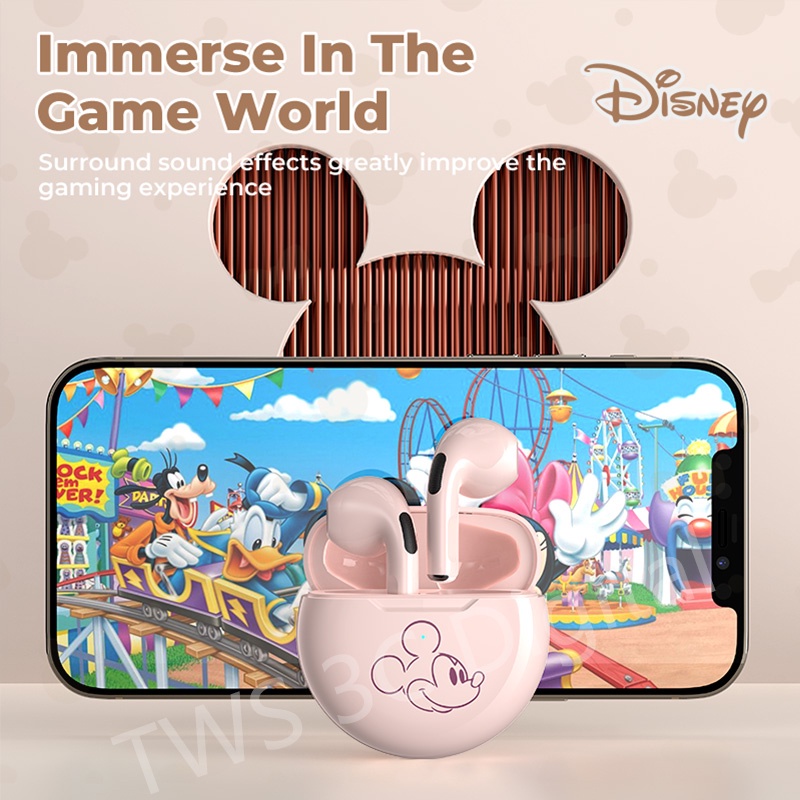 Disney TWS Headset Bluetooth 5.2 Kartun Mini Wireless Pro4 Earphone HIFI Musik 100% Ori Dengan Mikrofon