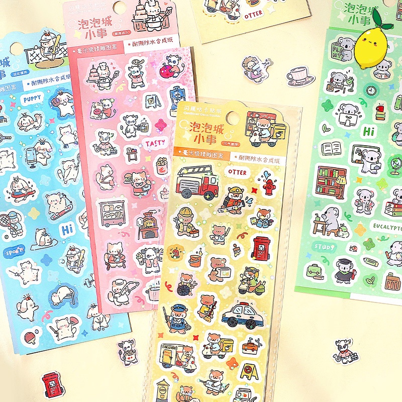 

Stiker Diary Lucu Bubble City Series Diary Deco Stickers