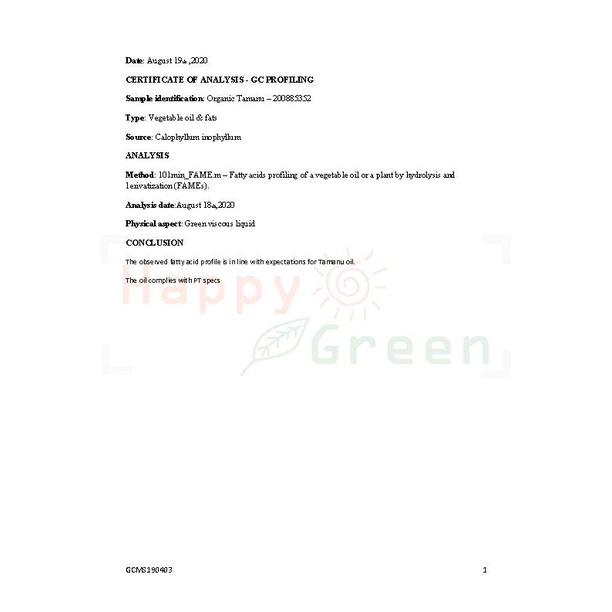 Happy Green ORGANIC Tamanu Oil - Minyak Tamanu Murni Organik