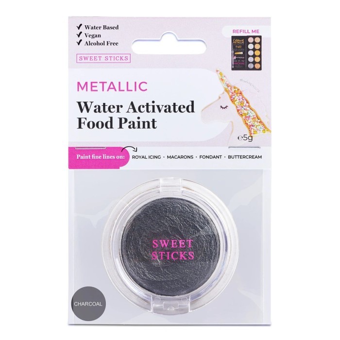 

Charcoal Charcoal Metallic Water Activated Food Paint Refill Sweet Sticks