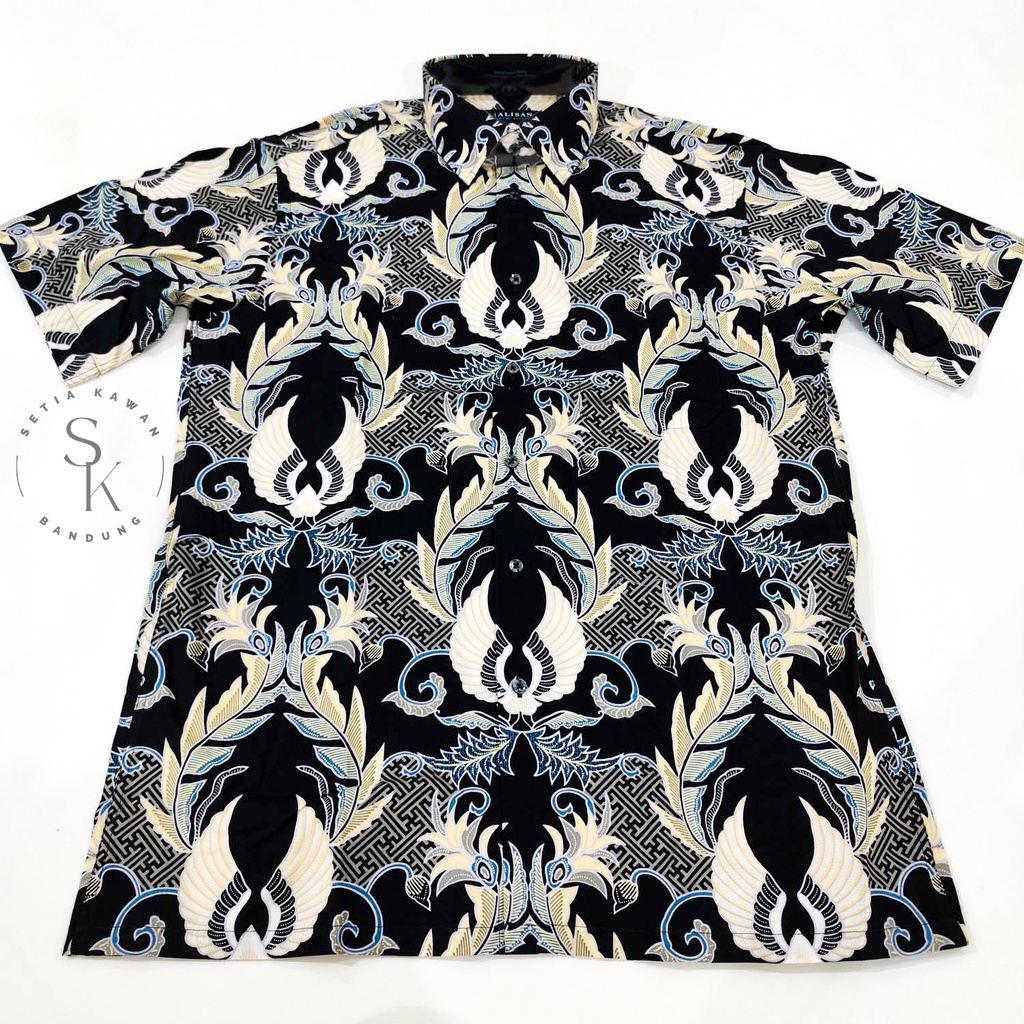 Kemeja ALISAN Corak Batik Print Regular Lengan PENDEK ( seri 00295 )