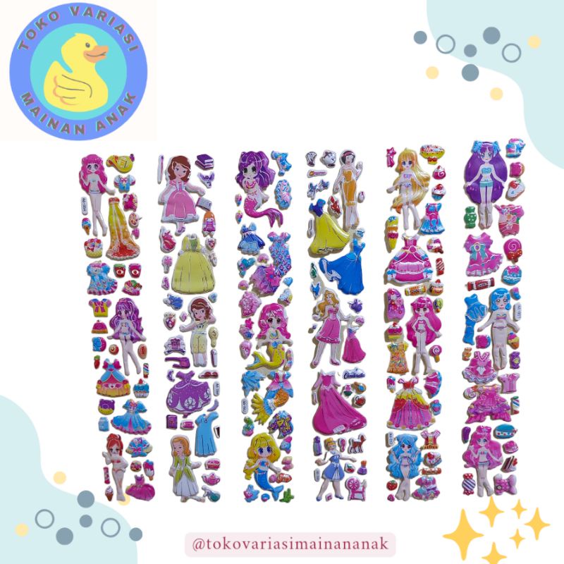 

Random 1pcs Stiker Bongkar Pasang / Stiker Dress up Timbul / Stiker Princess