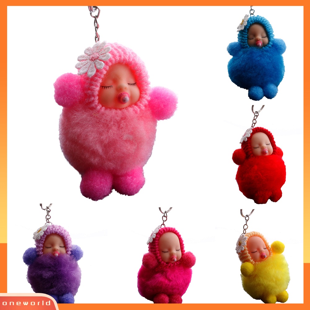 {oneworld} Fluffy Nipple Tangan Kaki Tidur Baby Doll Pompom Gantungan Kunci Keychain Tas Liontin