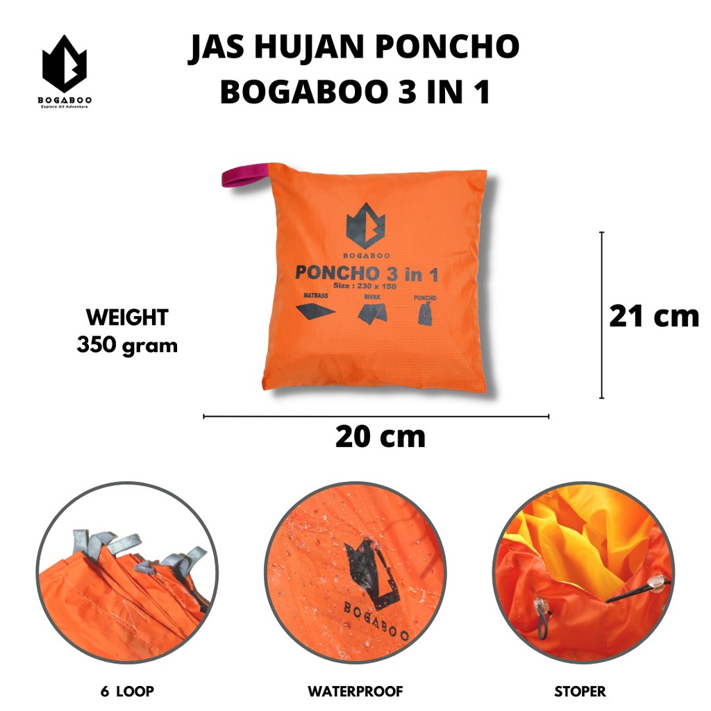 Ponco Bogaboo bogaboo Waterproof - Jas Hujan - Raincoat - Mantel Hujan PONCO