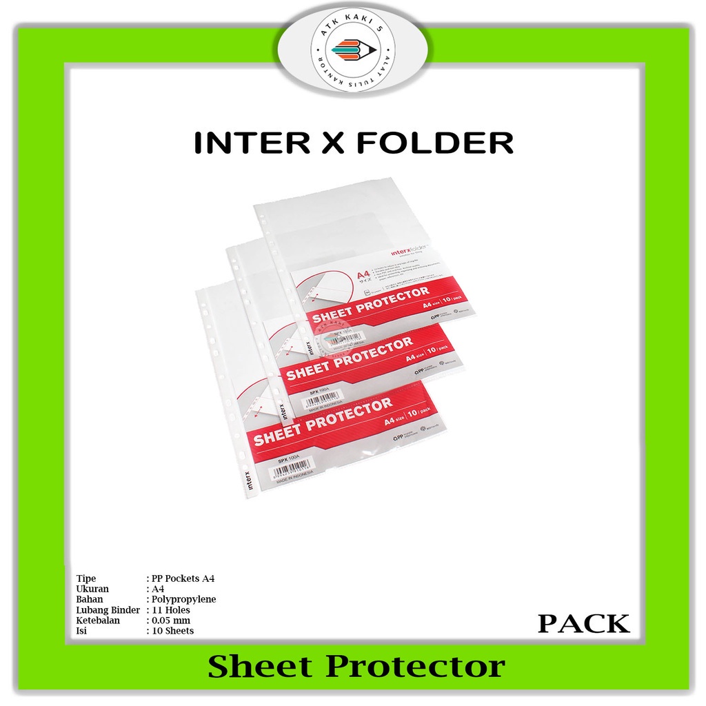 

INTER X FOLDER - Sheet Protector / PP Pockets A4 - isi 10 Lembar - Pack