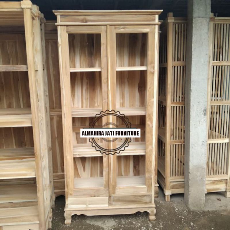 Lemari pajangan jati - Lemari hias jati - Lemari perabot dapur - Lemari serbaguna Mentahan