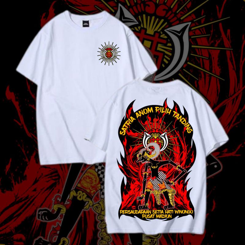 KAOS PSHW SH WINONGO MADIUN SATRIA ANOM PUTIH MOTIF BARU DESAIN KEKINIAN BAHAN COTTON COMBED PREMIUM