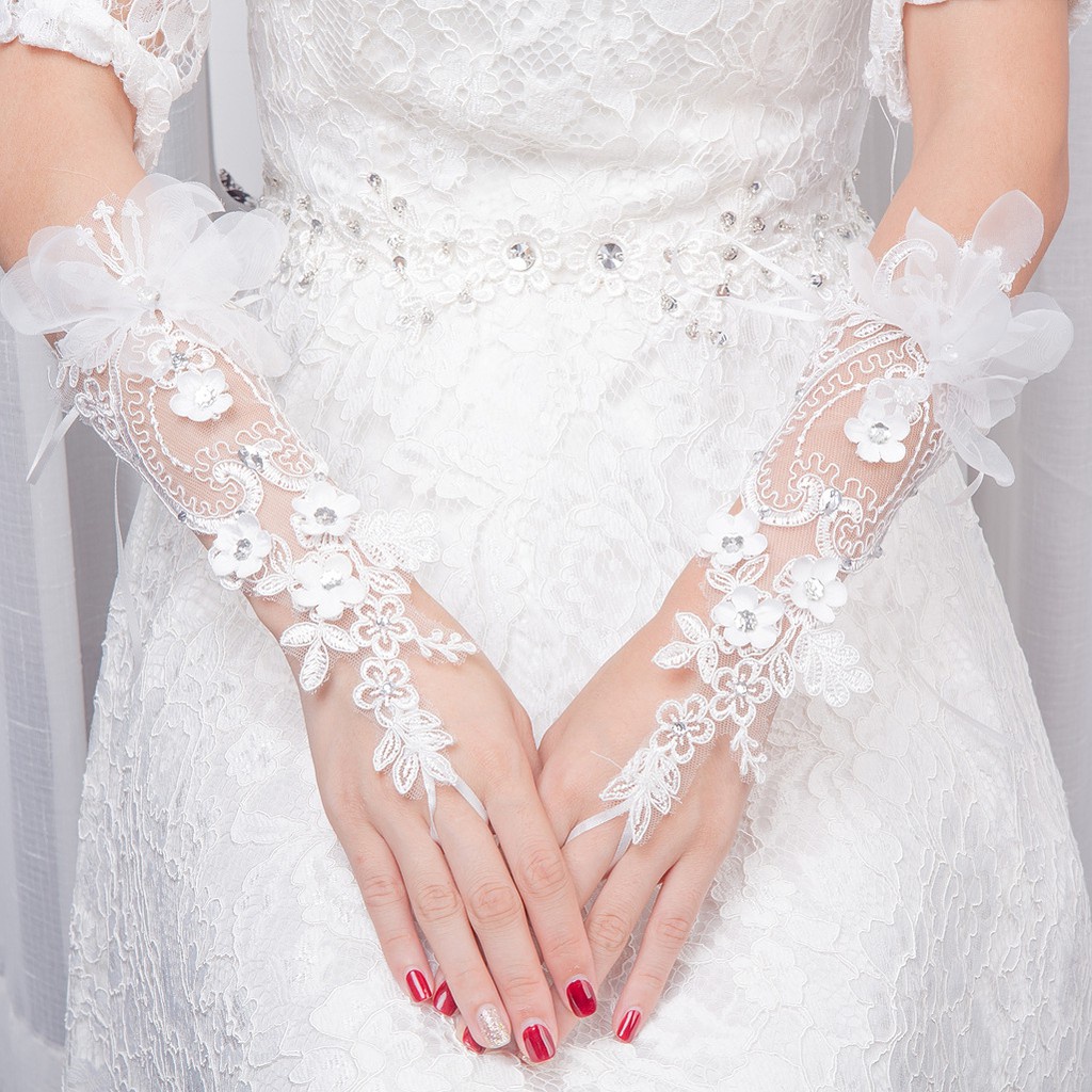 SARUNG TANGAN PENGANTIN PREMIUM IMPORT WEDDING GLOVES PESTA COSPLAY