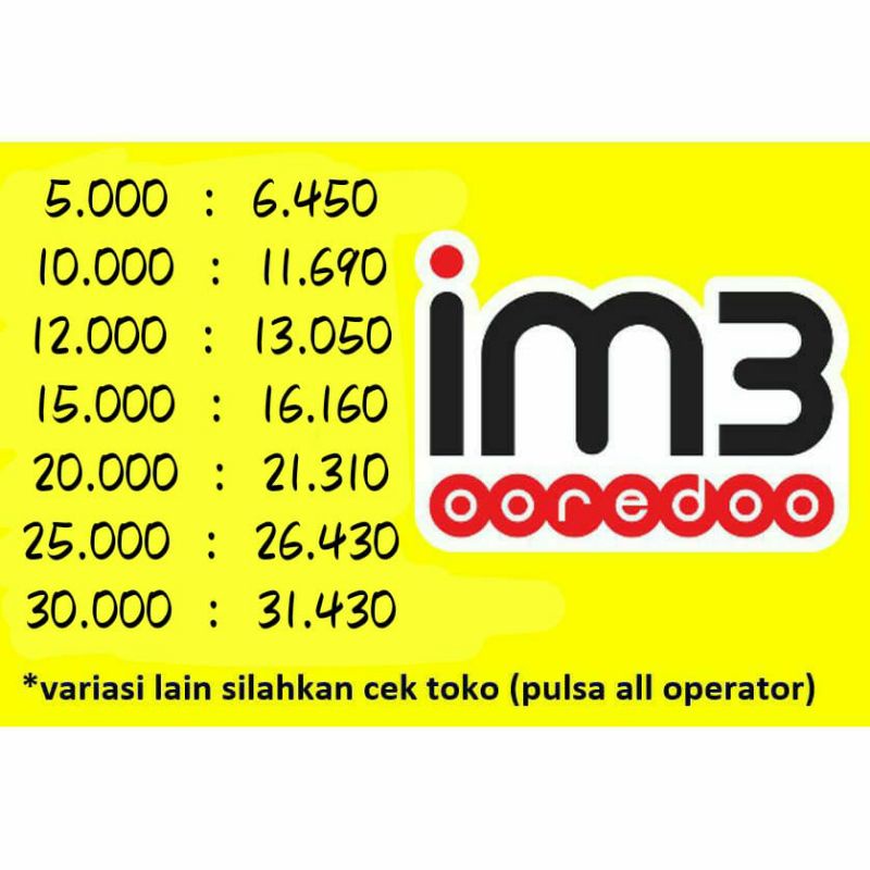 Pulsa indosat pulsa im3 pulsa indosat murah pulsa ooredoo pulsa 5000 indosat