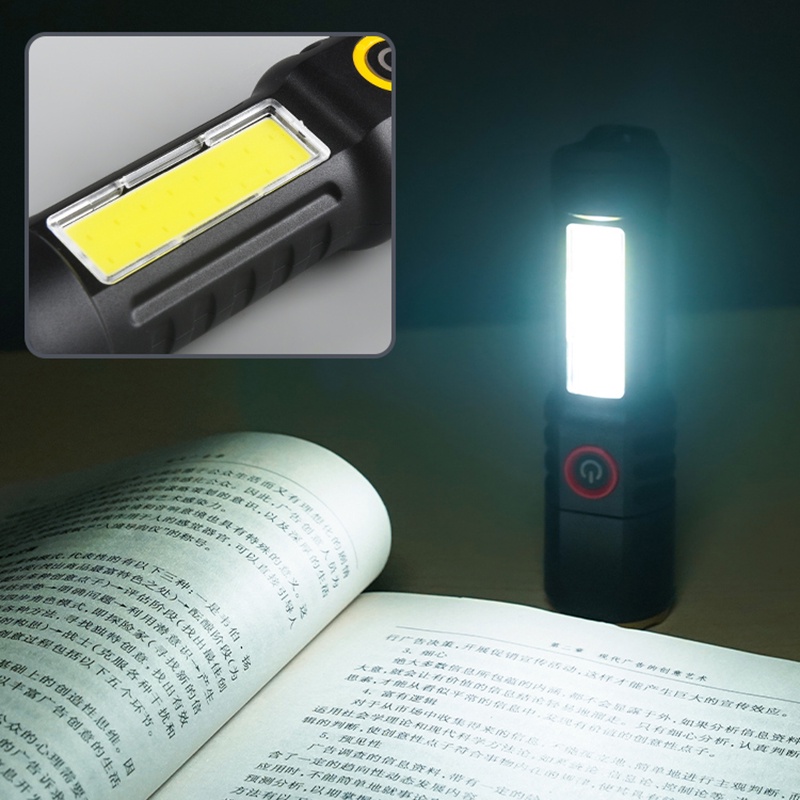 3mode Senter Silau Jarak Jauh Portabel Luar Ruangan Kualitas Tinggi ABS Senter LED USB Rechargeable Camping COB Emergency Torch Tahan Air Stretchable Zoom Side Light Torch