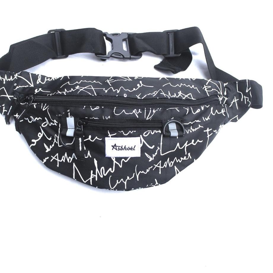 オ Asbhoel Waistbag ”Signfull” Black (Fullprint Edition) Terbaik