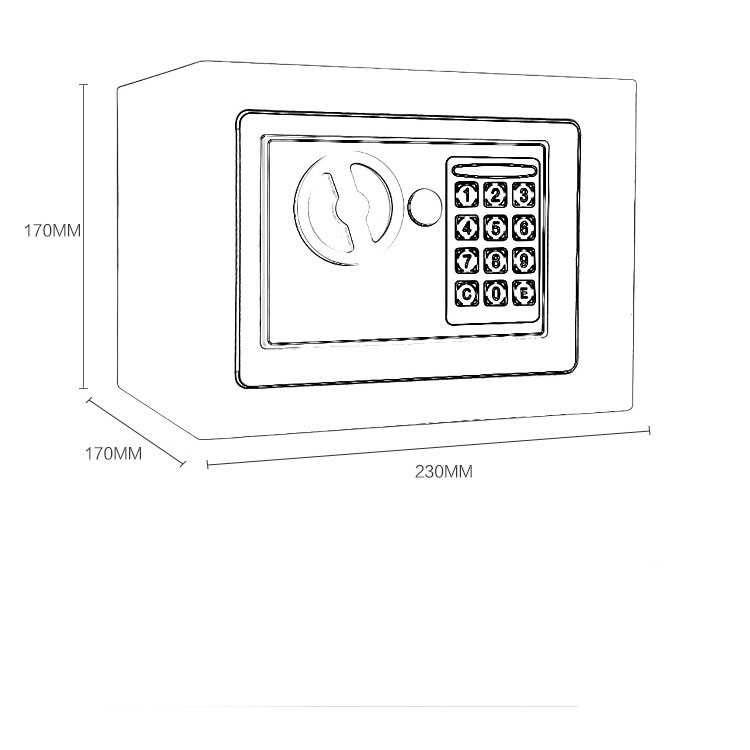 Taffguard Brankas Kotak Hotel Mini Password Safe Deposit Box 4.6L 17E 230 x 170 x 170 mm