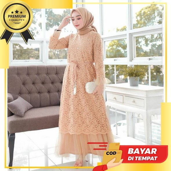 Saukia Dress Kekinian Simple Mewah Gamis Maxy Remaja Dewasa Dress Kondangan Bridesmaid Gamis Seragam