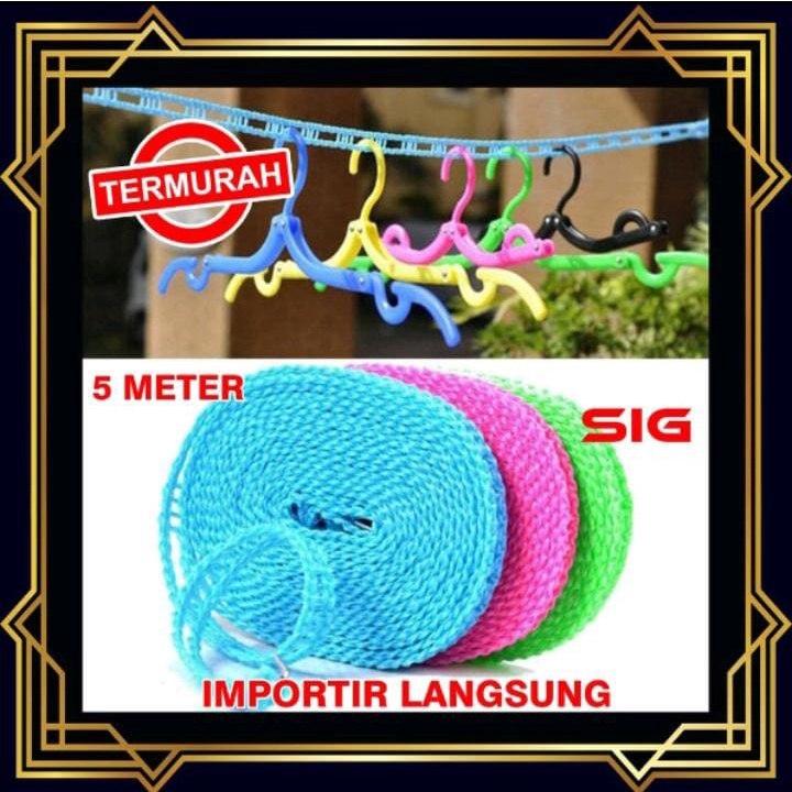 Travelmate Tali Jemuran Baju / Pakaian 5 M (meter) Praktis Gantungan Hanger