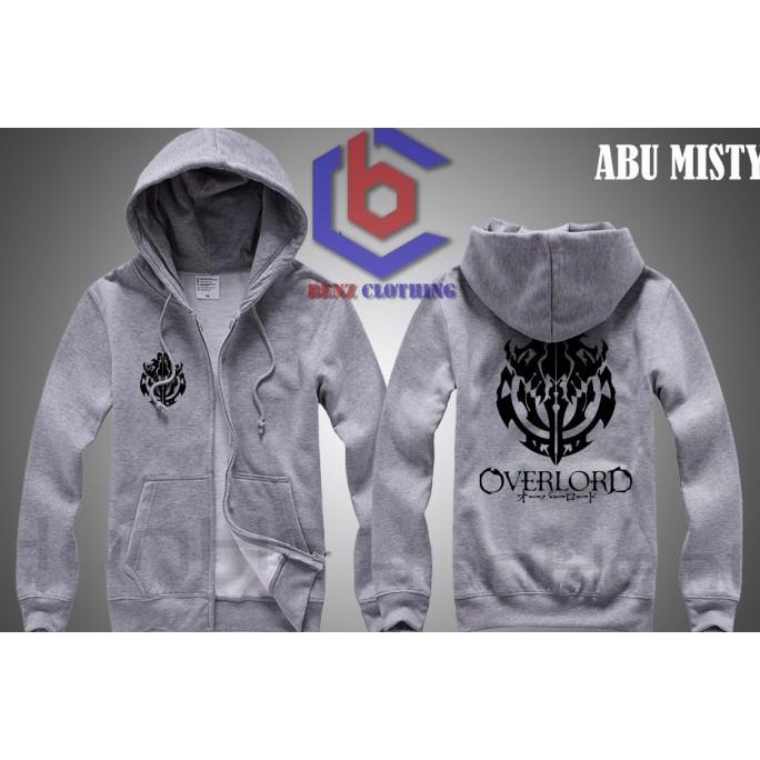 Jaket Hoodie Sweater Overlord Outerwear Pria Wanita Zipper Resleting Depan Polos Sablon Polyflek Kor