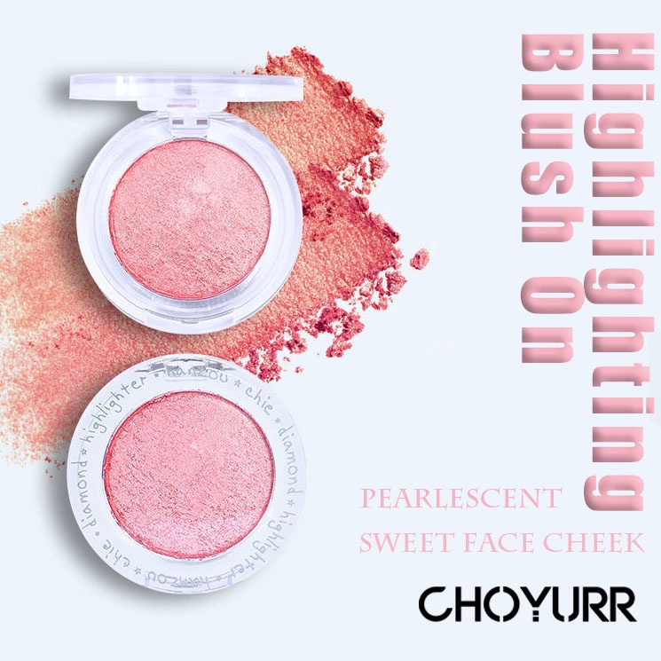 【COD】3 In 1 Blush On Cheek Blossom / Highlighting Pearlescent / Eyeshadow Shimmery Pressed Sweet Face Cheek Natural Tahan Lama-CH
