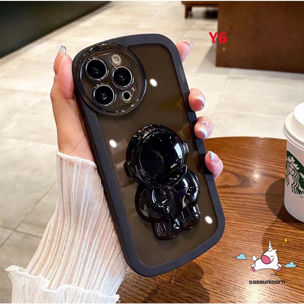 Oppo A17 A15 A57 A17K A16 A95 A74 A5s A7 A5 A9 A16s A77s A12 A96 A54 A3s A16K A55 A16E A31 A1K A12E A53 Reno 5z 6z 85 7 4F A76 A36 Airbag Soft Case Dengan Kartun Astronot Breket