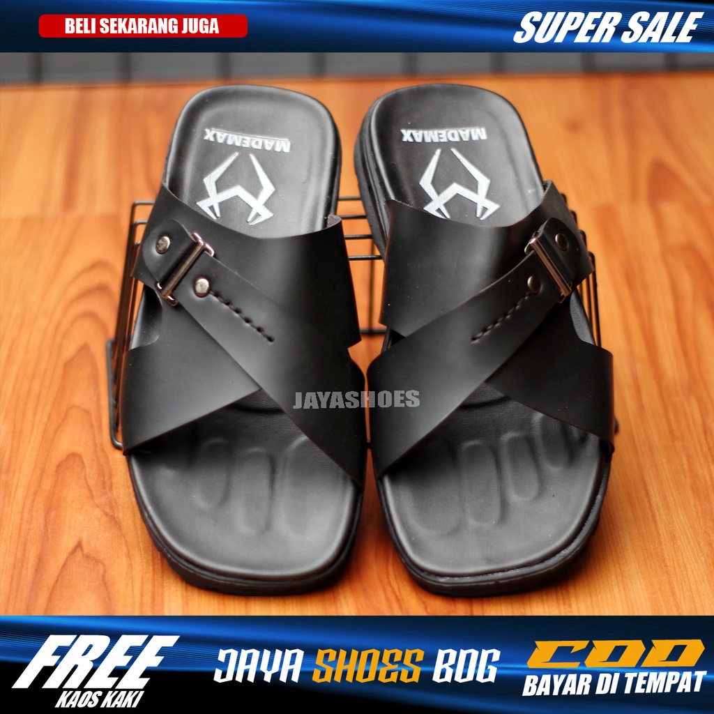 PERSIC Sendal Pria Dewasa Ringan Anti Slip Sandal Kulit Pria Casual Hitam Orignal Distro Murah