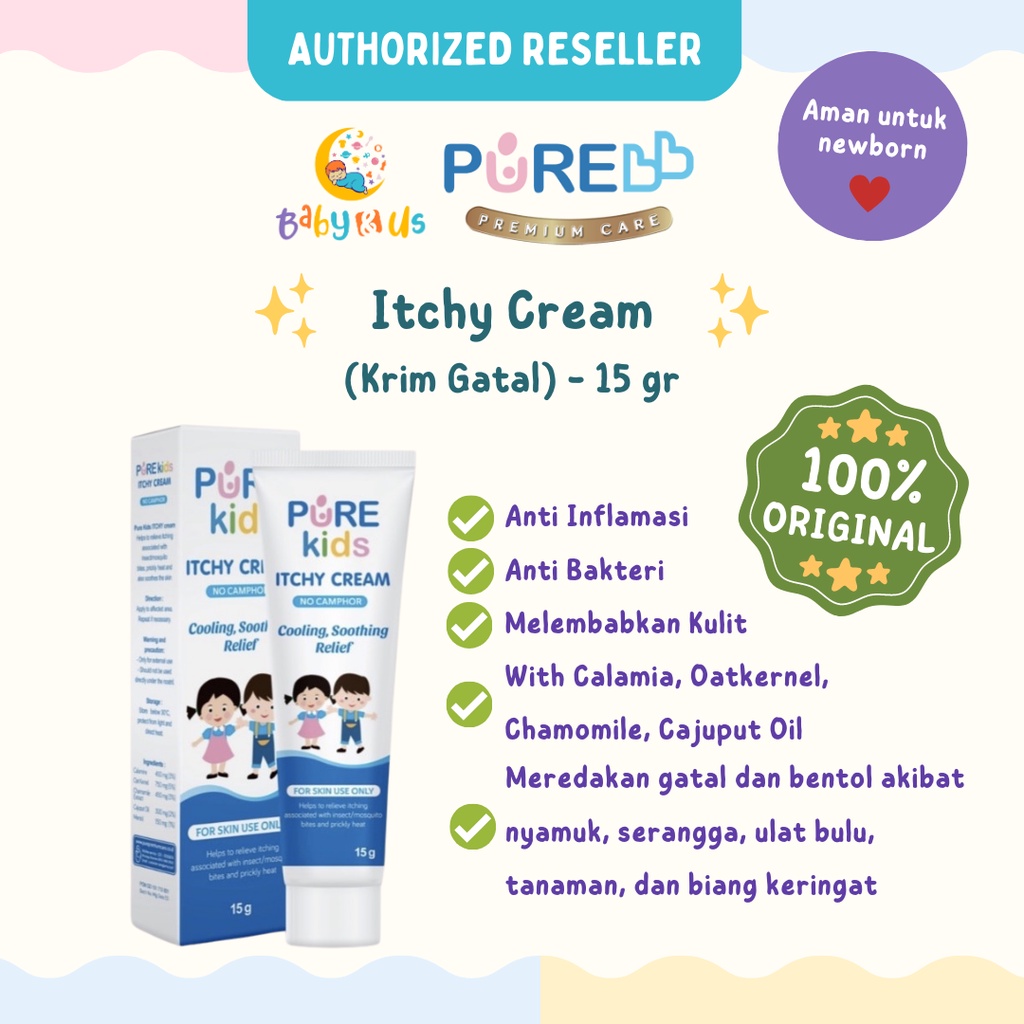 Pure Kids Itchy Cream 15gr | Krim Pereda Gatal | Anti Gatal | Anti Bakteri